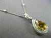 ESTATE 4.48CT DIAMOND & AAA YELLOW SAPPHIRE 14K WHITE GOLD PEAR SHAPE NECKLACE