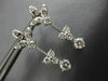 ANTIQUE 1.15CT DIAMOND 18KT WHITE GOLD 3D FLOWER LEAF HANGING EARRINGS #9453