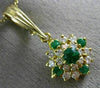 ESTATE .83CT DIAMOND & AAA EMERALD 14KT YELLOW GOLD 3D CLUSTER PENDANT #17629