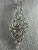 LARGE 1.0CT DIAMOND 14KT WHITE GOLD TEAR DROP FILIGREE FLOWER INFINITY PENDANT