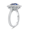 LARGE 5.23CT DIAMOND & AAA CUSHION SAPPHIRE 18KT WHITE GOLD HALO ENGAGEMENT RING