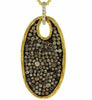 ESTATE 2.10CT WHITE & MOCHA DIAMOND 14KT YELLOW GOLD ELONGATED OVAL FUN PENDANT