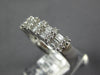 ESTATE 1.13CT DIAMOND 18KT WHITE GOLD 3D ROUND & BAGUETTE 3 ROW ANNIVERSARY RING
