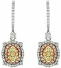 ESTATE 1.41CT WHITE FANCY YELLOW & PINK DIAMOND 14KT WHITE GOLD FLOWER EARRINGS