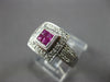 ESTATE WIDE .84CT DIAMOND & AAA RUBY 14K WHITE GOLD PRINCESS & ROUND SQUARE RING