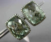 ESTATE LARGE 14.67CT DIAMOND & GREEN AMETHYST 14KT BLACK GOLD 3D HALO EARRINGS