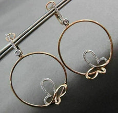 ESTATE LARGE .33CT DIAMOND 14K 2 TONE GOLD BUTTERFLY CIRCULAR LEVERBACK EARRINGS