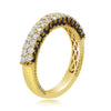 .85CT DIAMOND 18KT YELLOW GOLD ROUND 2 ROW SHARED PRONG WEDDING ANNIVERSARY RING