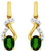 1.0CT DIAMOND & AAA RUSSALITE 14KT YELLOW GOLD 3D OVAL & ROUND HANGING EARRINGS