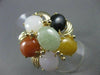 ESTATE WIDE 10.0CT JADE AMBER ONYX & CARNELIAN 14KT YELLOW GOLD FLOWER RING 2775