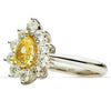 GIA WIDE 1.91CT WHITE & FANCY YELLOW DIAMOND 18KT TWO TONE GOLD ENGAGEMENT RING