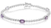 3.71CT DIAMOND & AAA PURPLE SAPPHIRE 18K WHITE GOLD OVAL & ROUND TENNIS BRACELET