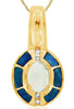 ESTATE .54CT DIAMOND & AAA OPAL 14KT YELLOW GOLD ROUND & OVAL FLOATING PENDANT