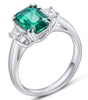 2.30CT DIAMOND & AAA EMERALD 18KT WHITE GOLD 3D CLASSIC 3 STONE ENGAGEMENT RING