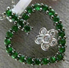 ESTATE 1.09CT DIAMOND & AAA GREEN RUBY 14KT WHITE GOLD FLOWER OPEN HEART PENDANT