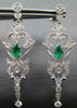 ESTATE .90CT DIAMOND & AAA EMERALD 18KT WHITE GOLD FILIGREE CHANDELIER EARRINGS