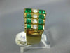 LARGE 3.32CT DIAMOND & AAA EMERALD 14KT WHITE GOLD ROUND & PRINCESS PYRAMID RING