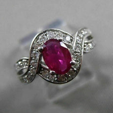 ESTATE WIDE 1.42CT DIAMOND & RUBY 14K WHITE GOLD INFINITY ENGAGEMENT RING #19590