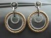 ESTATE LARGE 1.0CT DIAMOND 14K WHITE & ROSE GOLD 3D CIRCLE OF LIFE HOOP EARRINGS