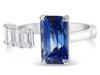 LARGE 4.59CT DIAMOND & AAA SAPPHIRE 18KT WHITE GOLD EMERALD CUT SOLITAIRE RING