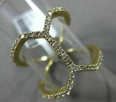 ESTATE LARGE .44CT ROUND DIAMOND 14KT YELLOW GOLD 3D OPEN HEXAGON LOVE RING