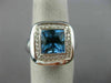 ESTATE LARGE 3.60CT DIAMOND & AAA BLUE TOPAZ 18K WHITE GOLD 3D HALO ITALIAN RING