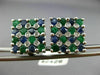 LARGE 3.05CT DIAMOND & AAA SAPPHIRE & EMERALD 14KT WHITE GOLD 3D SQUARE EARRINGS