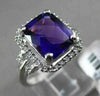 ESTATE WIDE 3.16CTW DIAMOND & AAA EXTRA FACET AMETHYST 14KT WHITE GOLD HALO RING