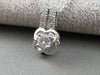 ANTIQUE .48CTW DIAMOND SOLITARE 14KT WHITE GOLD SLIDE PENDANT + CHAIN VVS #15021