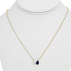 1.35CT DIAMOND & AAA SAPPHIRE 14KT YELLOW GOLD PEAR SHAPE & ROUND LOVE NECKLACE