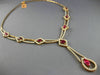 ESTATE LARGE 12.80CT DIAMOND & AAA RHODOLITE 18K ROSE GOLD 3D TEAR DROP NECKLACE
