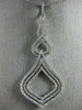 ESTATE LARGE 1.60CT DIAMOND 14KT WHITE GOLD 3D MULTI ROW TEAR DROP LOVE PENDANT