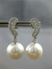 LARGE .6CT DIAMOND & AAA SOUTH SEA PEARL 18K WHITE GOLD JOURNEY HANGING EARRINGS