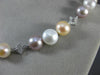 ESTATE .69CT DIAMOND & AAA MULTI COLOR PEARL 14KT WHITE GOLD ETERNITY NECKLACE