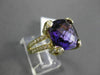 ESTATE LARGE 6.99CT DIAMOND & AAA AMETHYST 14KT YELLOW 3 DIMENSION COCKTAIL RING