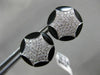 ESTATE LARGE .85CT DIAMOND & AAA ONYX 18K WHITE GOLD ROUND HEXAGON STAR EARRINGS