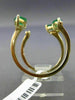 ESTATE LARGE 1.40CT DIAMOND & AAA EMERALD 14KT YELLOW GOLD DOUBLE PEAR FUN RING