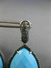 ESTATE LARGE 21.21CT BLACK DIAMOND & TURQUOISE 14KT WHITE GOLD CLIP ON EARRINGS
