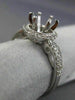 ESTATE WIDE .50CT DIAMOND 14K WHITE GOLD FILIGREE HALO SEMI MOUNT ENGAGMENT RING