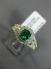 ESTATE WIDE 2.4CT DIAMOND & AAA COLOMBIAN EMERALD 14K WHITE GOLD ENGAGEMENT RING