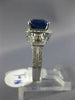ESTATE LARGE 4.12CT DIAMOND & AAA SAPPHIRE 14KT WHITE GOLD HALO ENGAGEMENT RING