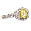 ESTATE LARGE 2.52CT WHITE & FANCY YELLOW DIAMOND 18K TWO TONE GOLD PROMISE RING