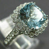 ESTATE LARGE 3.25CT DIAMOND & AAA AQUAMARINE 14KT WHITE GOLD 3D ENGAGEMENT RING