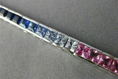 ESTATE 11.26CT MULTI COLOR SAPPHIRE 14K WHITE GOLD 3D GRADUATING TENNIS BRACELET