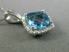 ESTATE 2.92CT DIAMOND & BLUE TOPAZ 14KT WHITE GOLD SQUARE HALO FILIGREE PENDANT