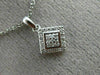 ESTATE SMALL .09CT DIAMOND 14K WHITE GOLD DOUBLE SQUARE CLUSTER FLOATING PENDANT