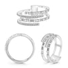 WIDE .43CT DIAMOND 14K WHITE GOLD 3D ROUND & BAGUETTE MULTI ROW CRISS CROSS RING