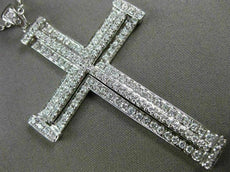 ESTATE EXTRA LARGE 1.49CT DIAMOND 18KT WHITE GOLD 3D PAVE CROSS FLOATING PENDANT