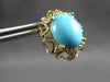 LARGE .25CT DIAMOND & AAA TURQUOISE 14K YELLOW GOLD 3D OVAL STUD EARRINGS #27843