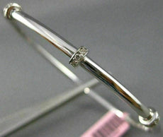 ESTATE .30CT DIAMOND 14KT WHITE GOLD PAST PRESENT FUTURE CIRCLE BANGLE BRACELET